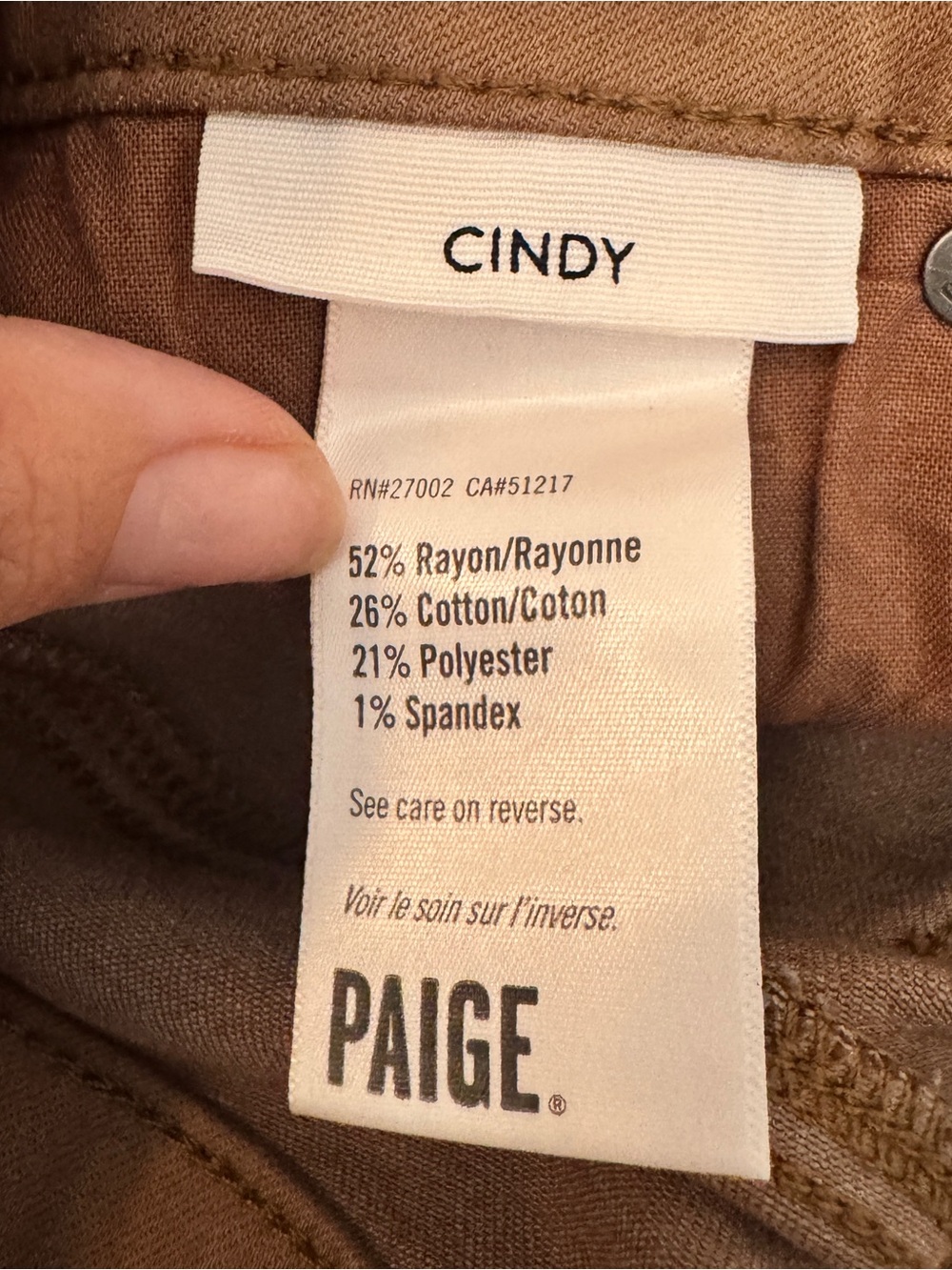 PAIGE Cindy Jeans 27 Cognac Luxe Coated High Rise Slim Straight Leather Look - Picture 6 of 8